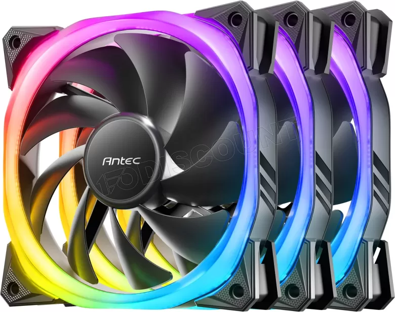 Lot de 3 Ventilateurs de boitier Antec Fusion aRGB - 12cm (Noir)