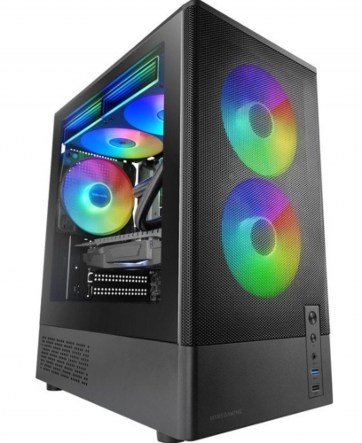 MARS GAMING MC-ONYX MICRO-ATX CASE 3X 120MM ARGB FAN GLASS FRONT MESH BLACK