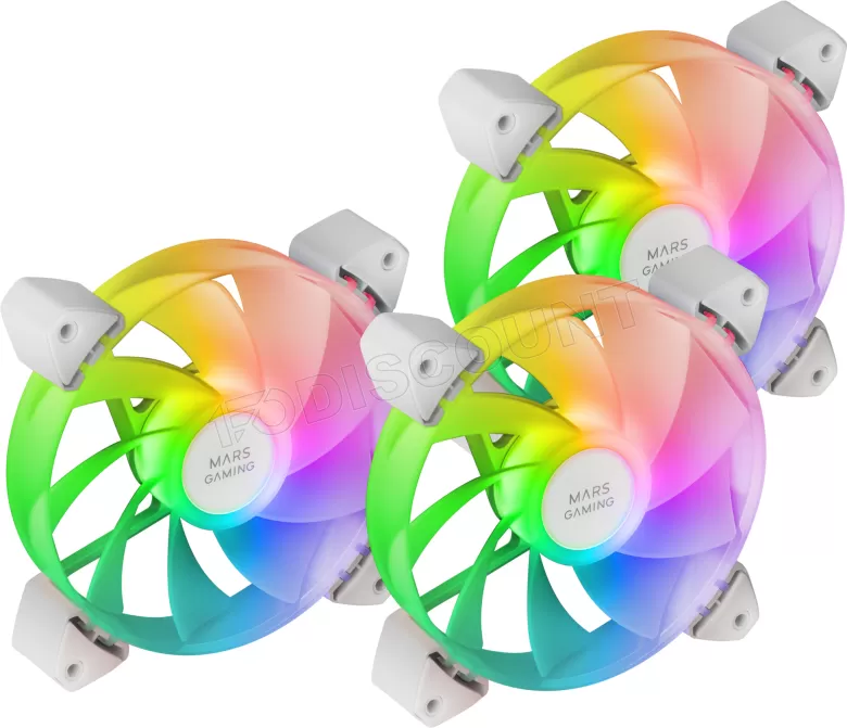 Mars Gaming MF-3AR ARGB Pack 3 Ventoinhas Invertida 12cm Branco