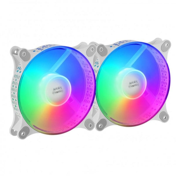 MARS GAMING VENTOINHA MFDUO 12CM 2XFAN KIT FRGB ULTRA SILENT WHITE