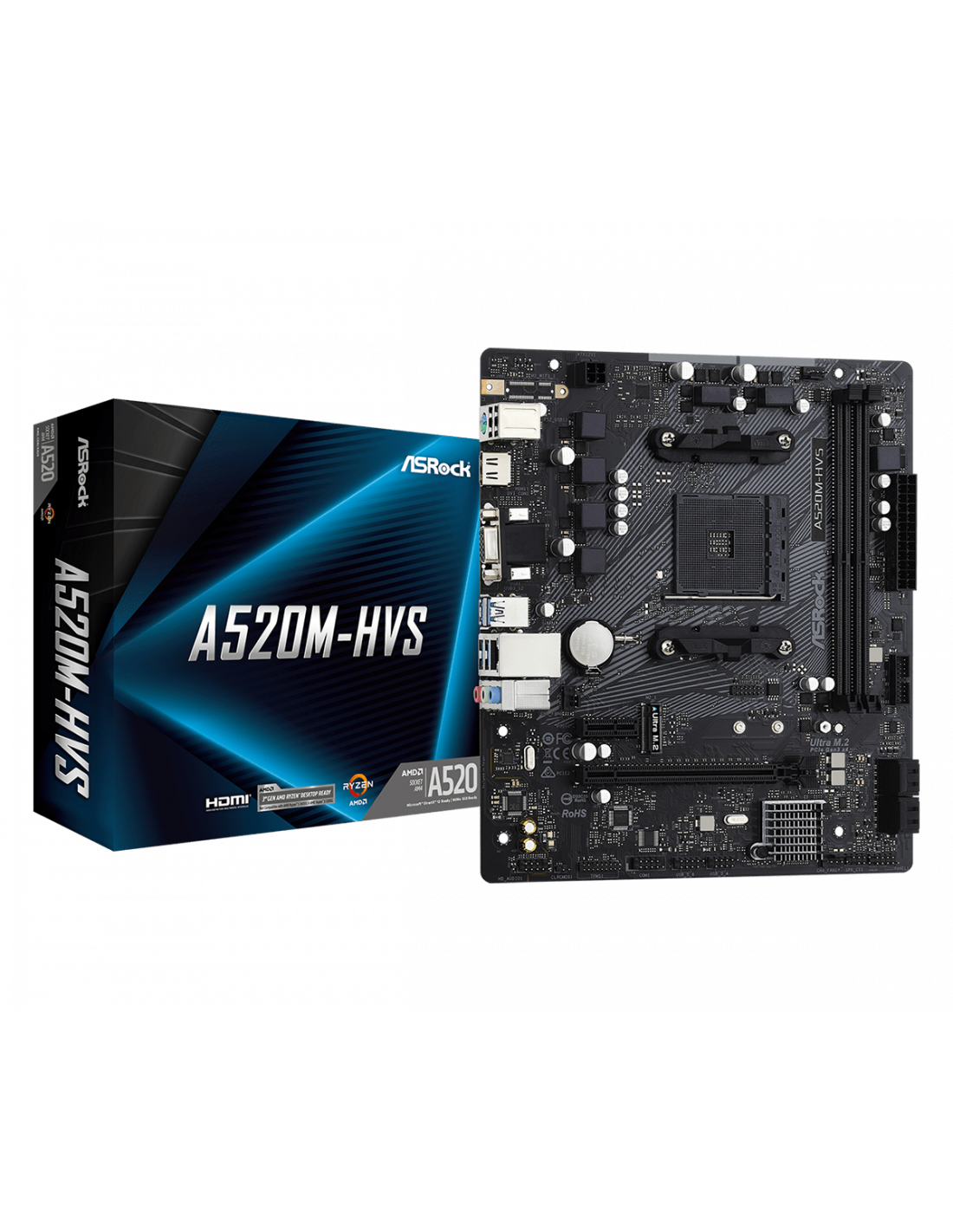 Motherboard AsRock A520M-HVS AM4, DDR4, M.2, HDMI, Gigabit LAN