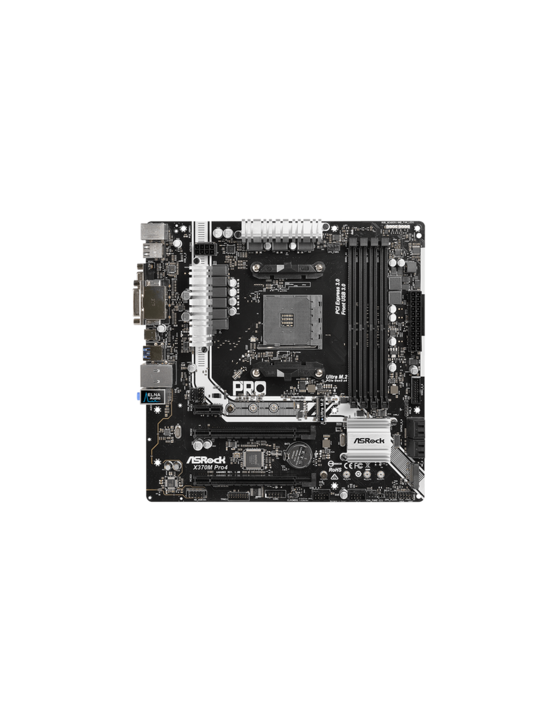 Motherboard AsRock X370M Pro4 AM4, MicroATX, Dual M.2, USB 3.1, Recondicionada