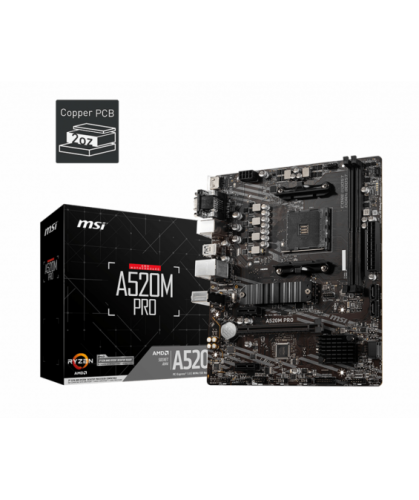 Motherboard MSI A520M PRO SKT AMD AM4 2xDDR4 VGA/HDMI/DP mATX
