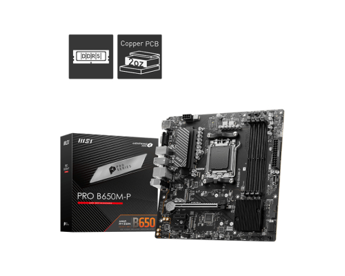MOTHERBOARD MSI PRO B650M-P SKT AM5 4xDDR5 VGA/HDMI/DP mATX 911-7E27-001