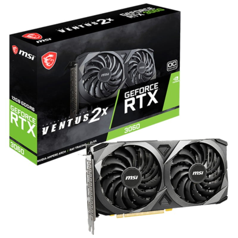 MSI Ventus GeForce NVIDIA RTX 3060 OC 2X 12GB GDDR6 Preto - Placa Gr&aacute;fica