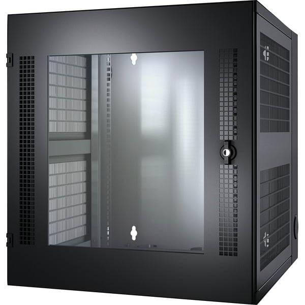 NetShelter WX 13U w/Threaded Hole Vertical Mounting Rail Glass Front Door Black