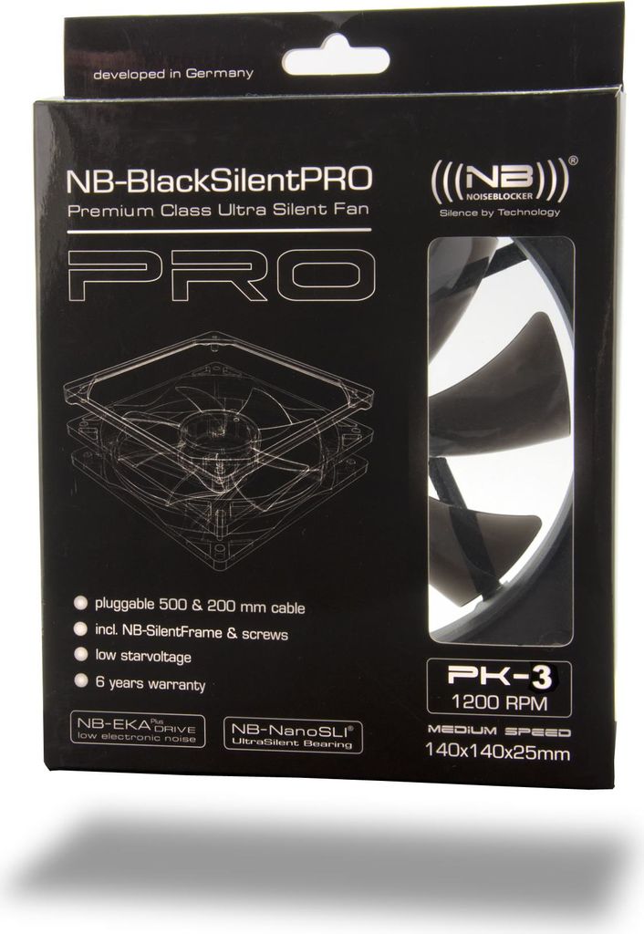 Noiseblocker BlackSilentPRO PK-3 Gehäuselüfter Schwarz