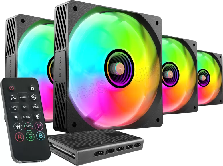 PACK 4 VENTILADORES MARS GAMING MF-SI4KIT 12CM + HUB + MANDO A DI