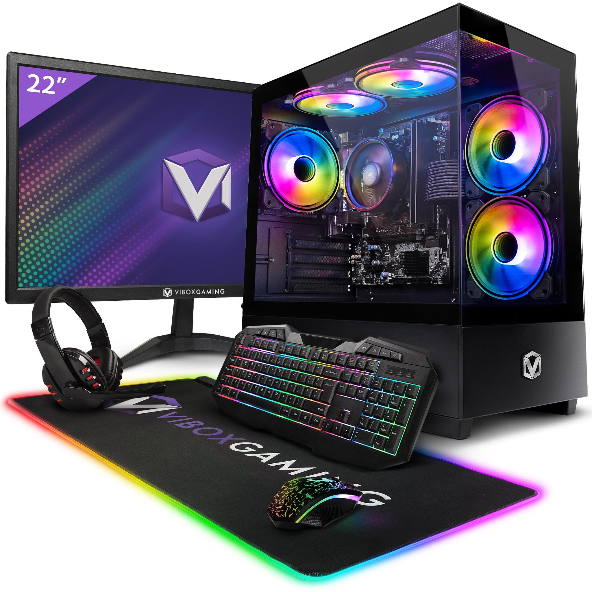 PC Gamer Complet - Ryzen 3 3200G, Graphiques intégrés, 8 Go RAM, 480 Go SSD, Linux OS, WiFi