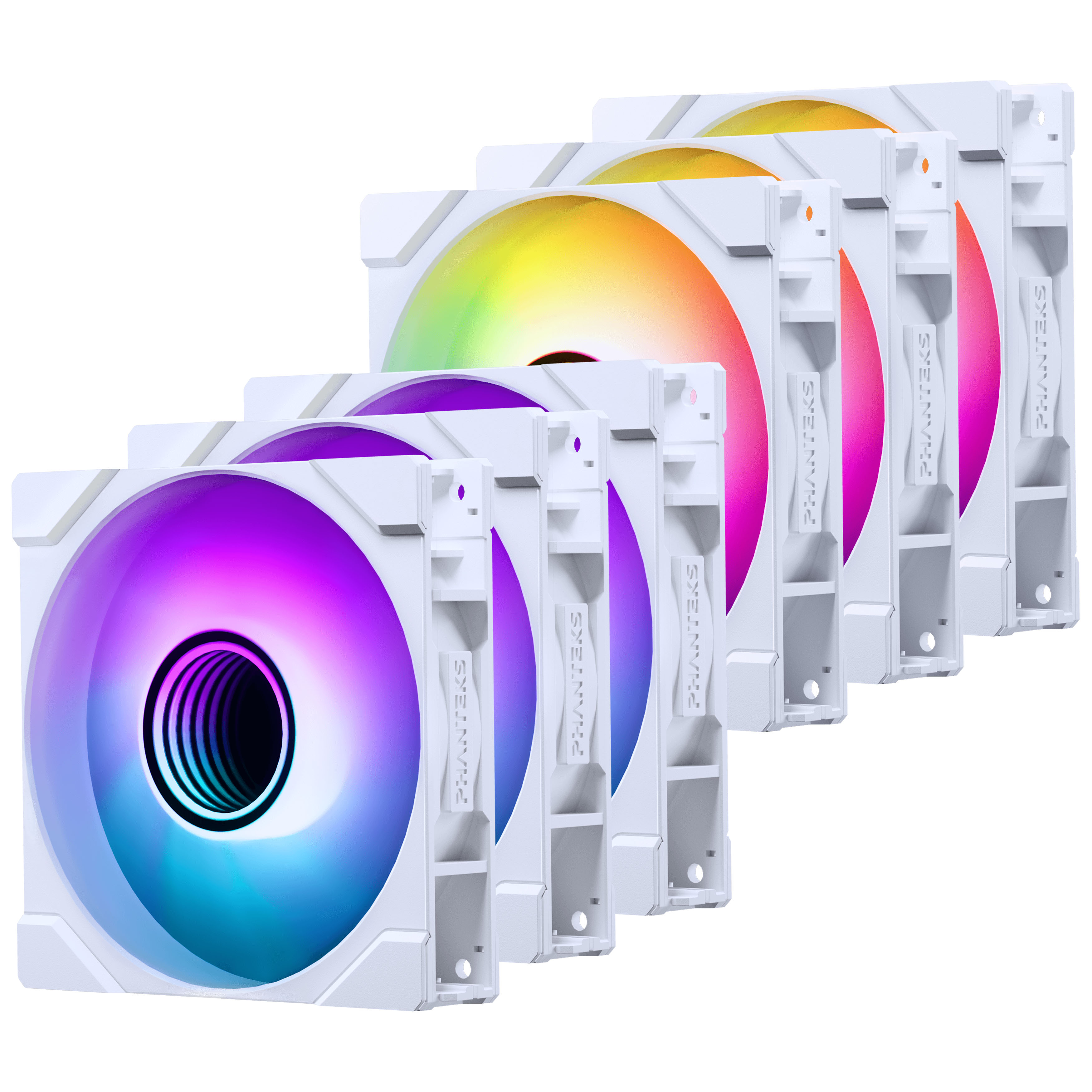 PHANTEKS "6er Pack" 3er Pack M25 Gen2 D-RGB Standard Lüfter + 3er Pack M25 Gen2 D-RGB Reverse Blade Lüfter, 120mm - weiß