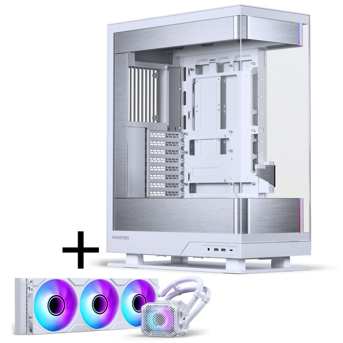 PHANTEKS Evolv X2 PC-Gehäuse, Midi-Tower, E-ATX, Tempered Glass, DRGB - weiß + Glacier One 360M25 Gen2 DRGB AiO Wasserkühlung - 360mm