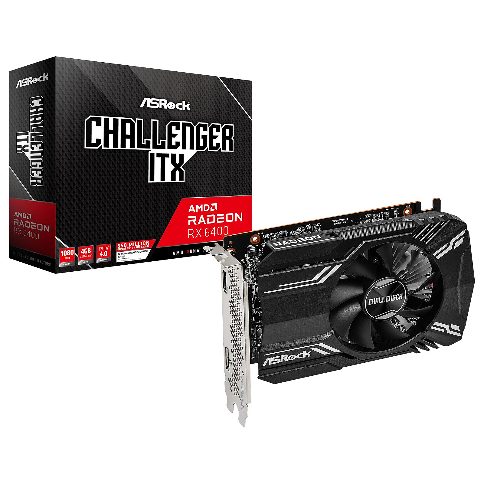 Placa Gráfica Asrock RX6400 CLI 4G AMD Radeon RX 6400 4 GB GDDR6