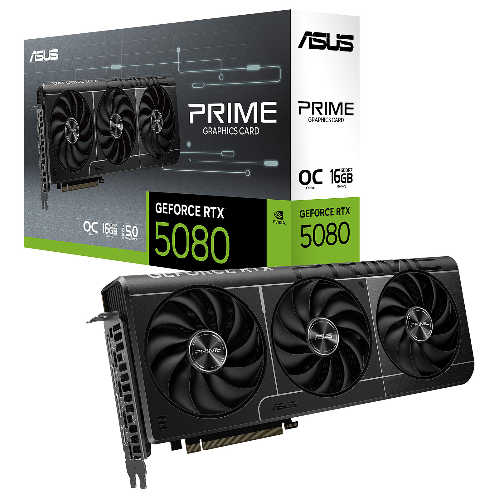 Placa Gráfica GeForce RTX 5080 Prime OC 16GB GDDR7 DLSS4 - ASUS