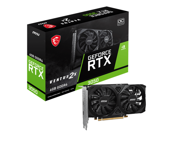 Placa gráfica MSI VGA RTX 3050 6GB VENTUS GEFORCE NVIDIA GDDR6 HDMI 3DP 2X