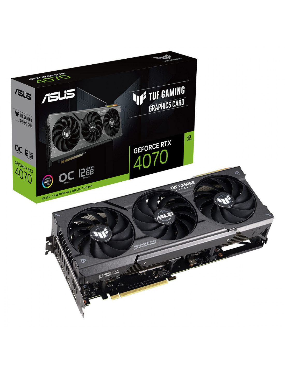 Placa Gráfica Asus TUF RTX 4070 12GB GDDR6X, 3 ventoinhas, HDMI, DisplayPort