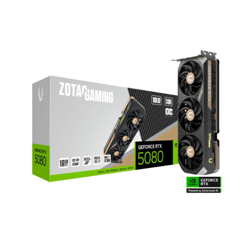 Placa Gráfica Gaming NVIDIA GeForce RTX 5080 "Blackwell" Solid Core OC 16G GDDR7 DLSS4 - ZOTAC