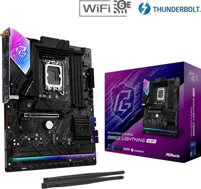 Placa-mãe ASRock B860 Lightning WiFi, LGA 1851, DDR5, ATX