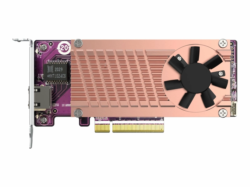 QNAP Placa de expansão QM2, 2xPCIe 2280 M.2 SSD slots, PCIe Gen3 x 8, 1xAQC113C 10GbE NBASE-T port
