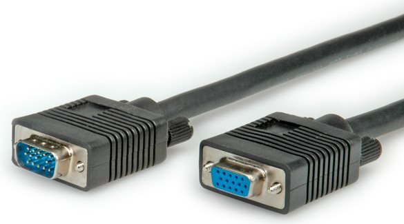 ROLINE VGA-Verlängerungskabel HD15 Stecker auf Buchse 6,0 m Schwarz