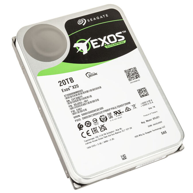 Seagate Exos X20 ST20000NM002D - Disco rígido - 20 TB - interna - SAS 12Gb/s - 7200 rpm - buffer: 256 MB
