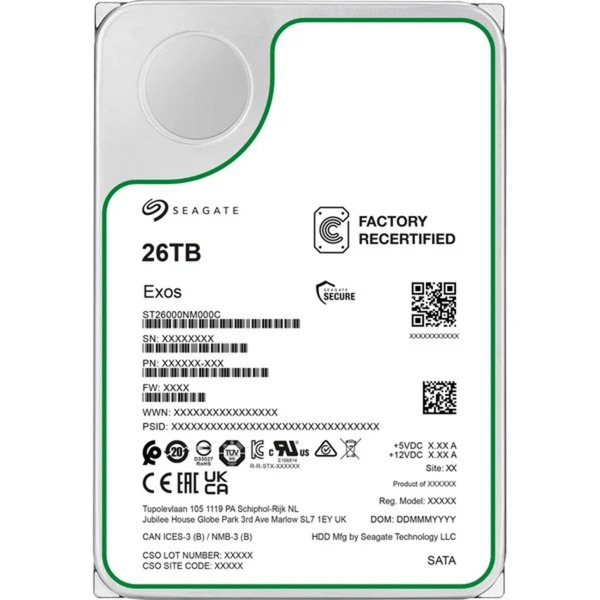 SeagateExos 26 TB Generalüberholt, Festplatte(SATA 6 Gb/s, 3,5")