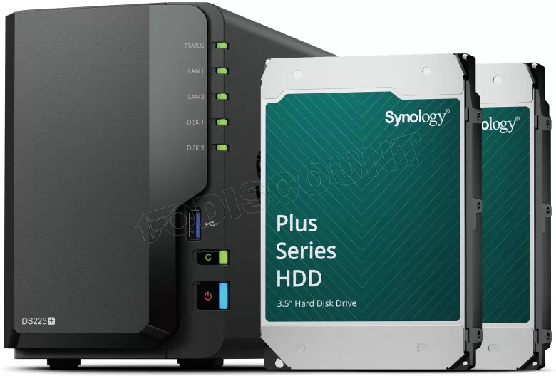 Serveur NAS Synology DiskStation DS225+ - 32To (2x16To) HDD Plus