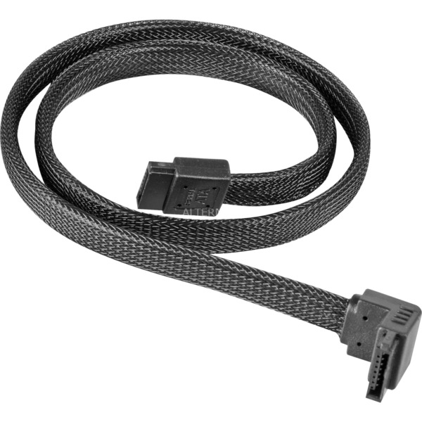 SilverStone SATA III Kabel 50cm gewinkelt / gerade - sleeved black
