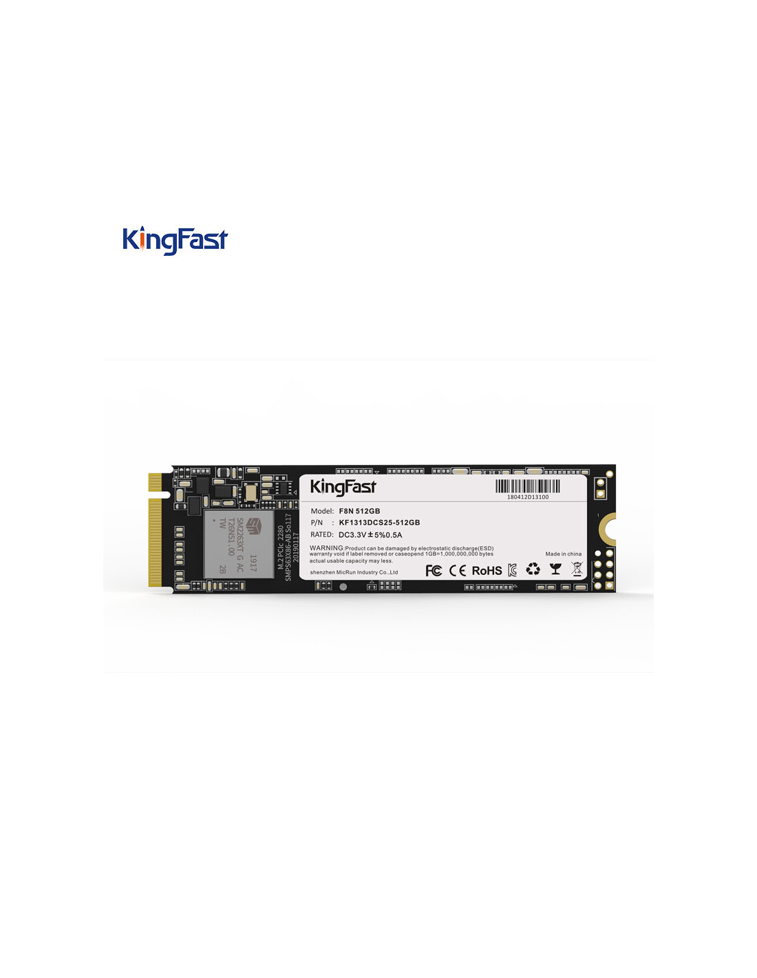 SSD Kingfast M.2 512GB NVMe PCIe 3.0 (2500MB/s/1800MB/s) KF2321DCS25BF-512