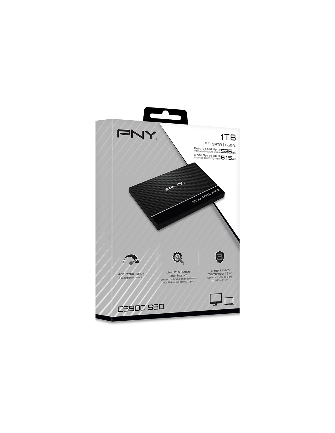 SSD PNY CS900 1TB 2.5" SATA3: Leitura 535MB/s