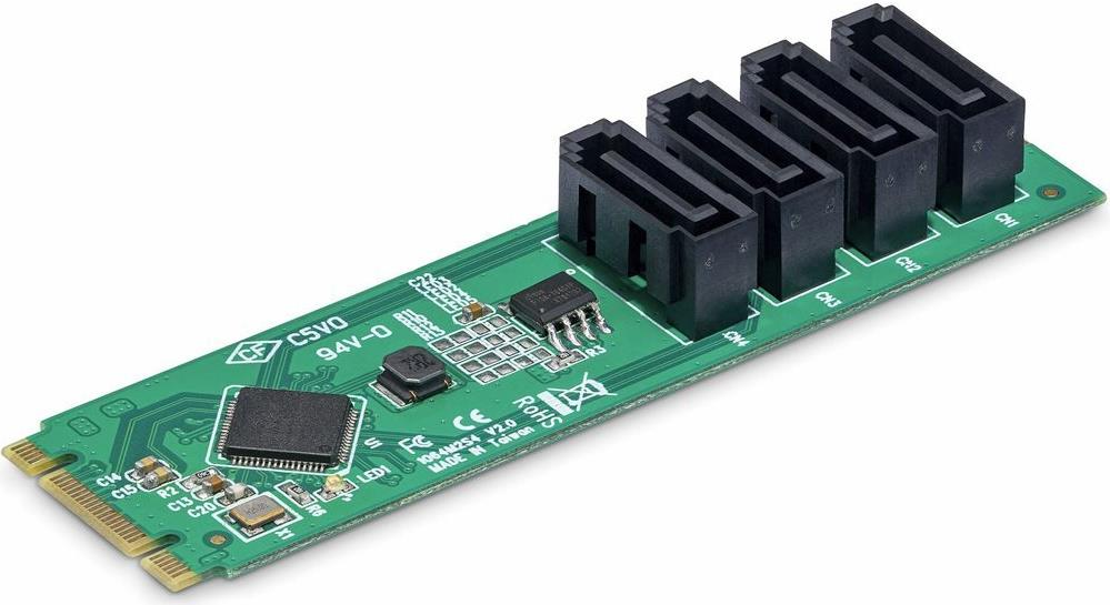 StarTech.com 4-Port M.2 to SATA Adapter Card 6 Gbps Grün