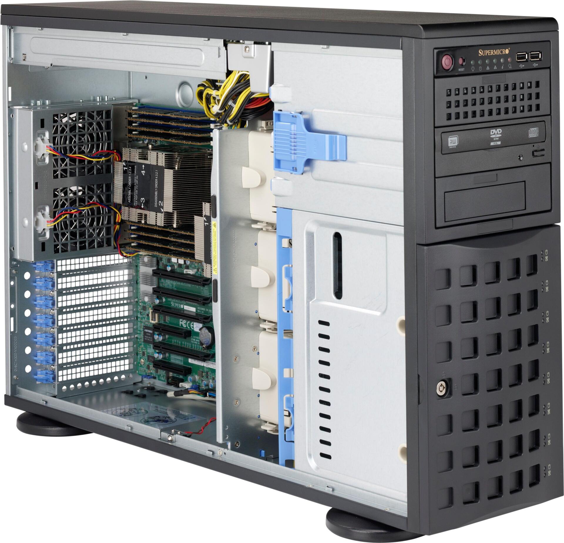 Supermicro SC745 BAC-R1K23B-SQ 4U Tower 8x Hot-Swap 2x redundantes Netzteil Schwarz