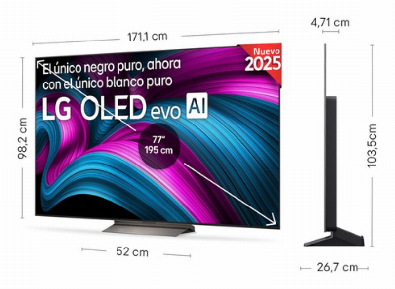 TV LG OLED77C5E (OLED - 77'' - 196 cm - 4K Ultra HD - Smart TV)