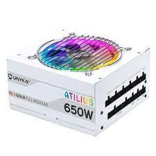 UNYKA FONTE ALIMENTAÇÃO 650W GAMING ATILIUS RGB 92% FULL MODULAR WHITE