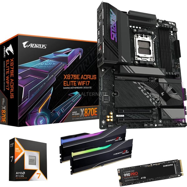 Upgrade Kit X870E AORUS ELITE WIFI7 + Ryzen 7 9850X3D + 64 GB + 4 TB SSD