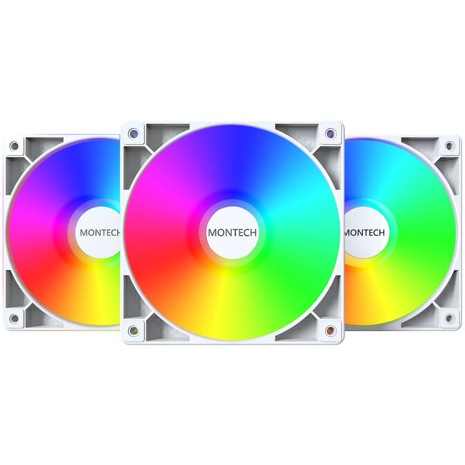 VENTILADOR 120X120 MONTECH GF120 PWM WHITE PACK 3 + HUB