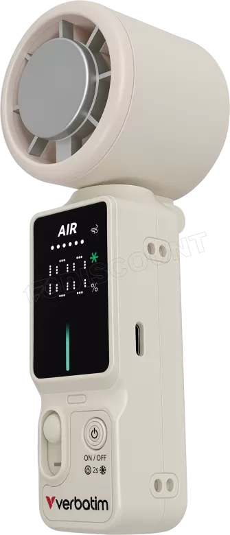 Ventilateur à main sur batterie Verbatim Cool'n'Go Ice Touch Pro (Blanc/Argent)
