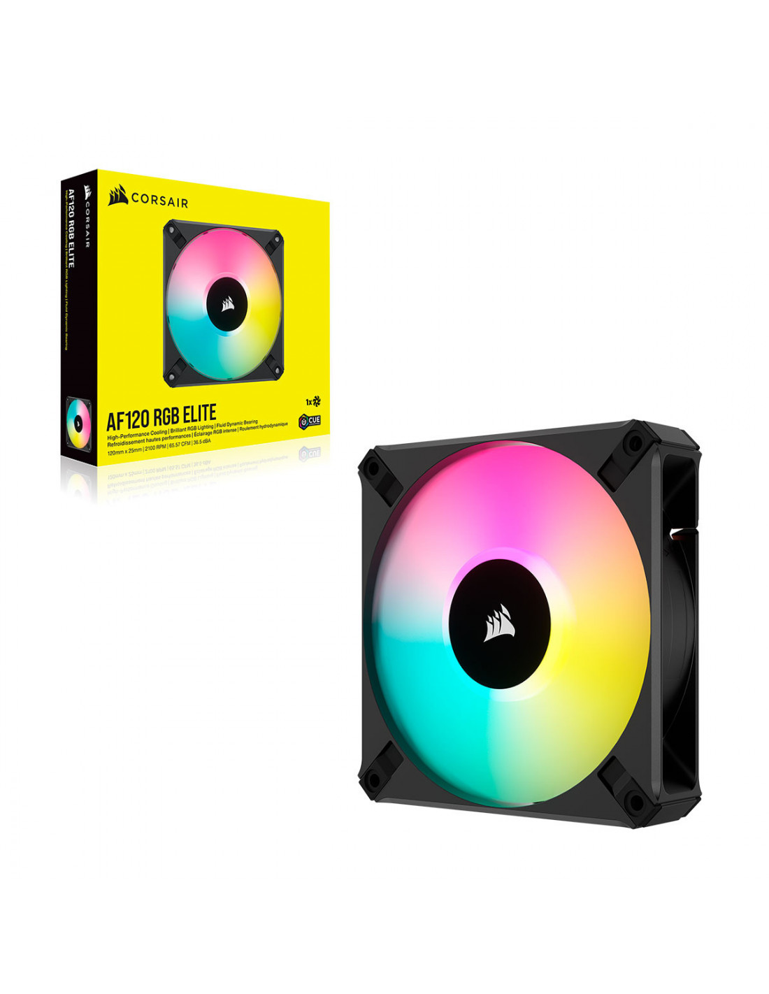 Ventoinha 120mm Corsair iCUE AF120 RGB Elite 2100RPM PWM Preta