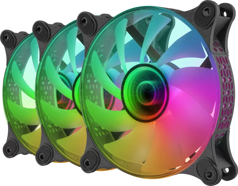 Ventoinha MARS GAMING MF-3DKIT,3X12CM INFI MIRROR FAN,10C ARGB CONTROL BOX,RF REMOTE &MB CONTROL,BLK