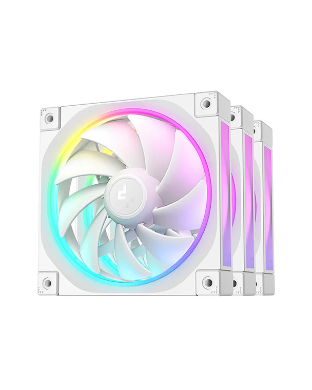 Ventola DeepCool FL12 – ARGB, 120mm, PWM Basso rumore, Kit 3 pezzi, Bianco