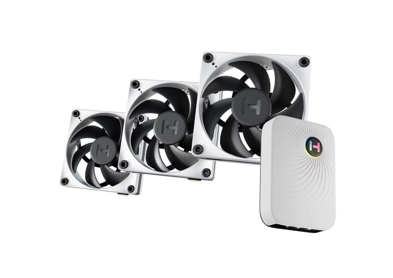 Ventole HYTE THICC FP12 con NP50 Nexus Portal – 120x120mm, pack da 3 pezzi, Black/White