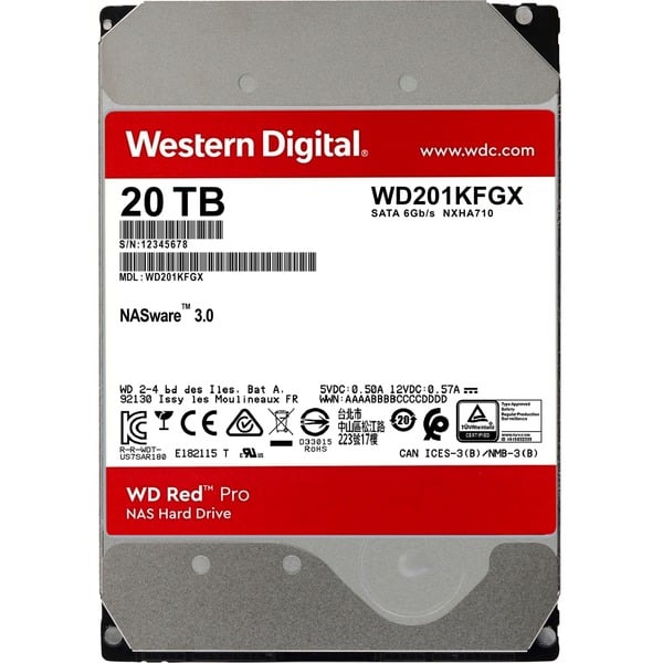 WD Red Pro WD201KFGX - Disco rígido - 20 TB - interna - 3.5" - SATA 6Gb/s - 7200 rpm - buffer: 512 MB